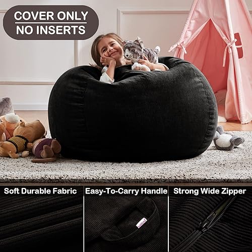 Miniatura 47 de Nobildonna - Funda para silla de puf (relleno sin relleno) de nido de pájaro para niños y adultos. Puf extra grande para almacenamiento de animales