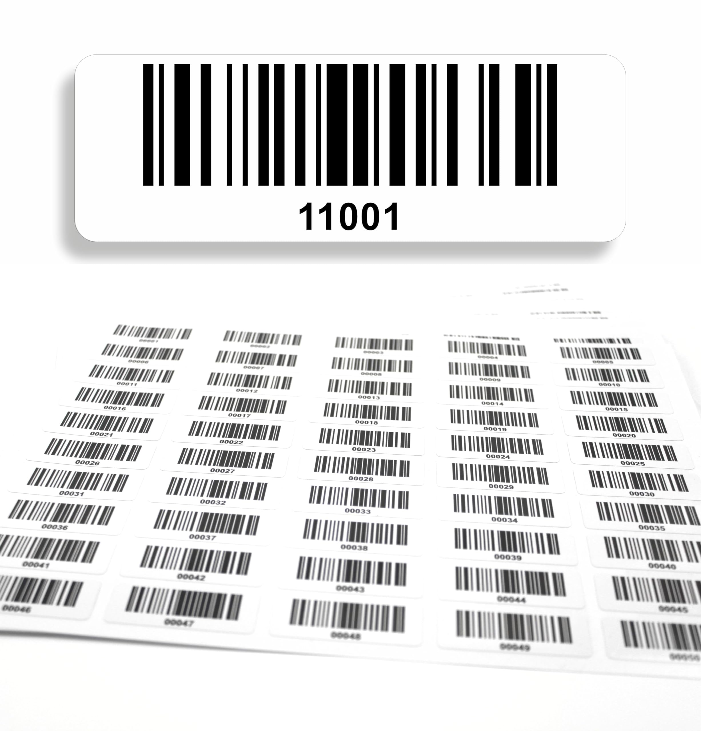 Etykieta z kodem kreskowym 1000 sztuk samoprzylepna, etykiety ciągłe 5-cyfrowe 11001-12000, testy elektryczne, certyfikacja DGUV, kod linii elektrotechnicznej128, 50x17 mm