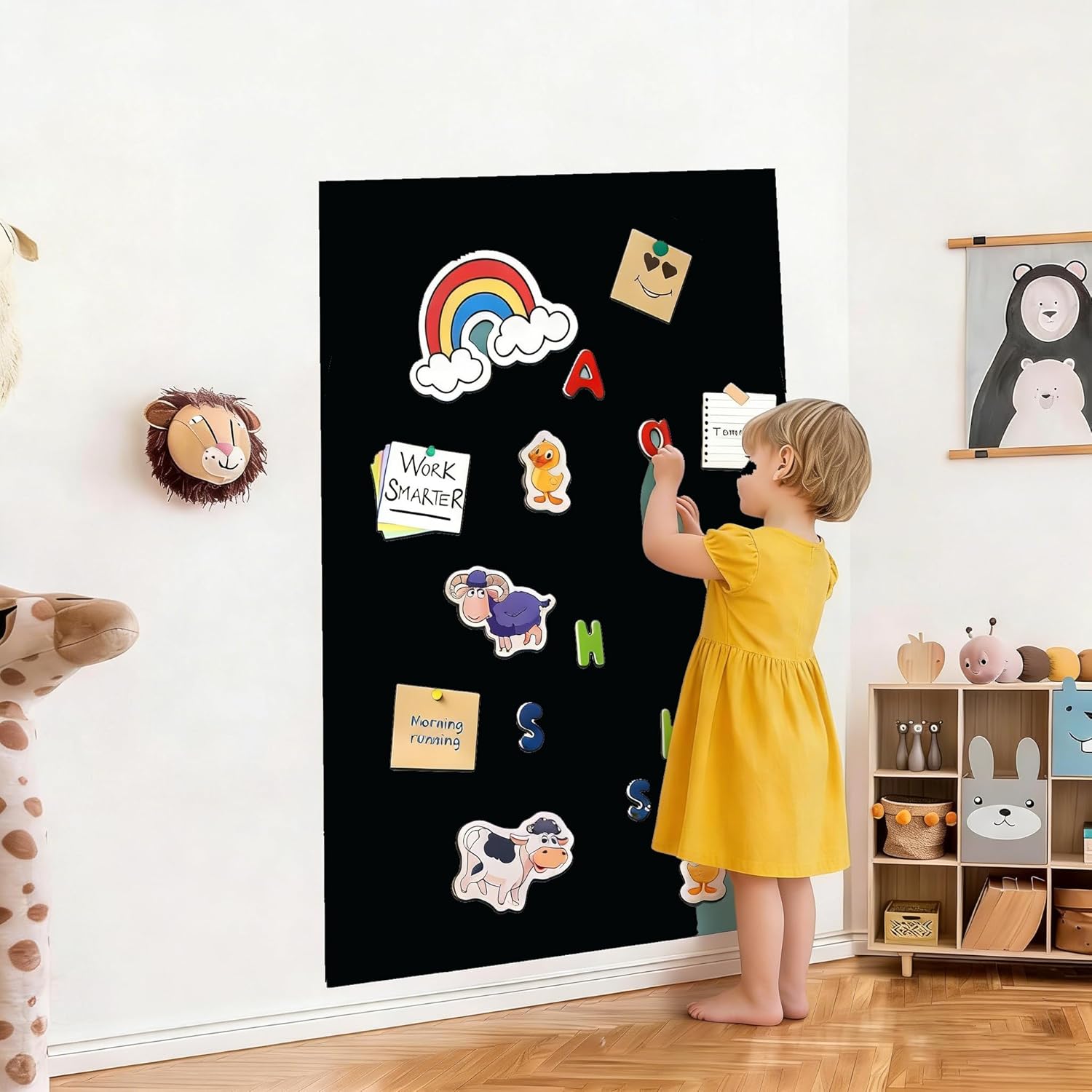Magnetic Wall Decal, Magnetic Chalkboard Sticker for Wall, Thickened Self Adhesive Chalkboard Peel and Stick Contact Wallpaper (Light Pink, 15.7 * 31.5inch)