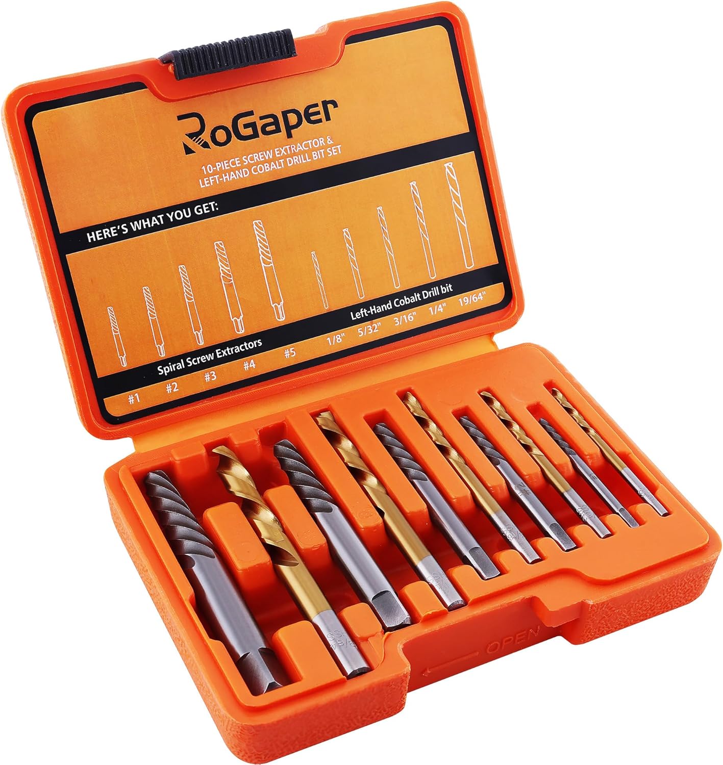 Screw Extractor and Left Hand Drill Bits Set, Bolt Remover Reverse Cobalt HSS Steel Drill Bit for Rounded-Off, Damaged Bolts, Screws&Studs Removal Tool
