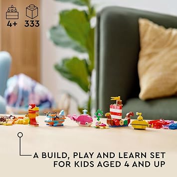 LEGO Classic Creative Ocean Entertainment Creative Toy Making Set with 6 Buildable Toys for Kids Ages 11018-4 and Over (333 Pieces)