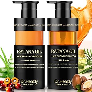 Batana Oil Shampoo and Conditioner Set - for Hair Growth,Thickening & Hydration,Sulfate Free - Fights Hair Loss & Clarifies Scalp -Root Activator Shampoo for Men (6.8 Fl Oz×2)