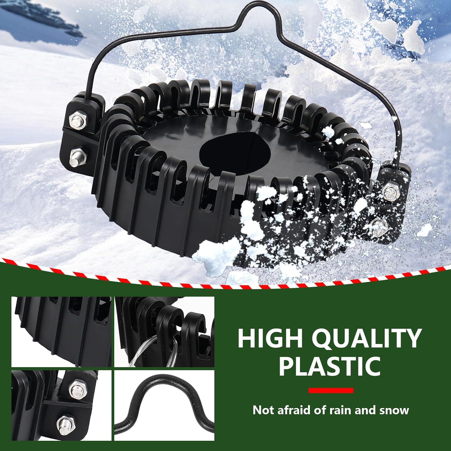 Christmas Tree Flag Pole Mega Topper Light Hook, 2-in-1 Flagpole Lights Hook Christmas Tree Light Kit for Hanging Strings & Xmas Patio Yard Party Decoration with Rope Hook