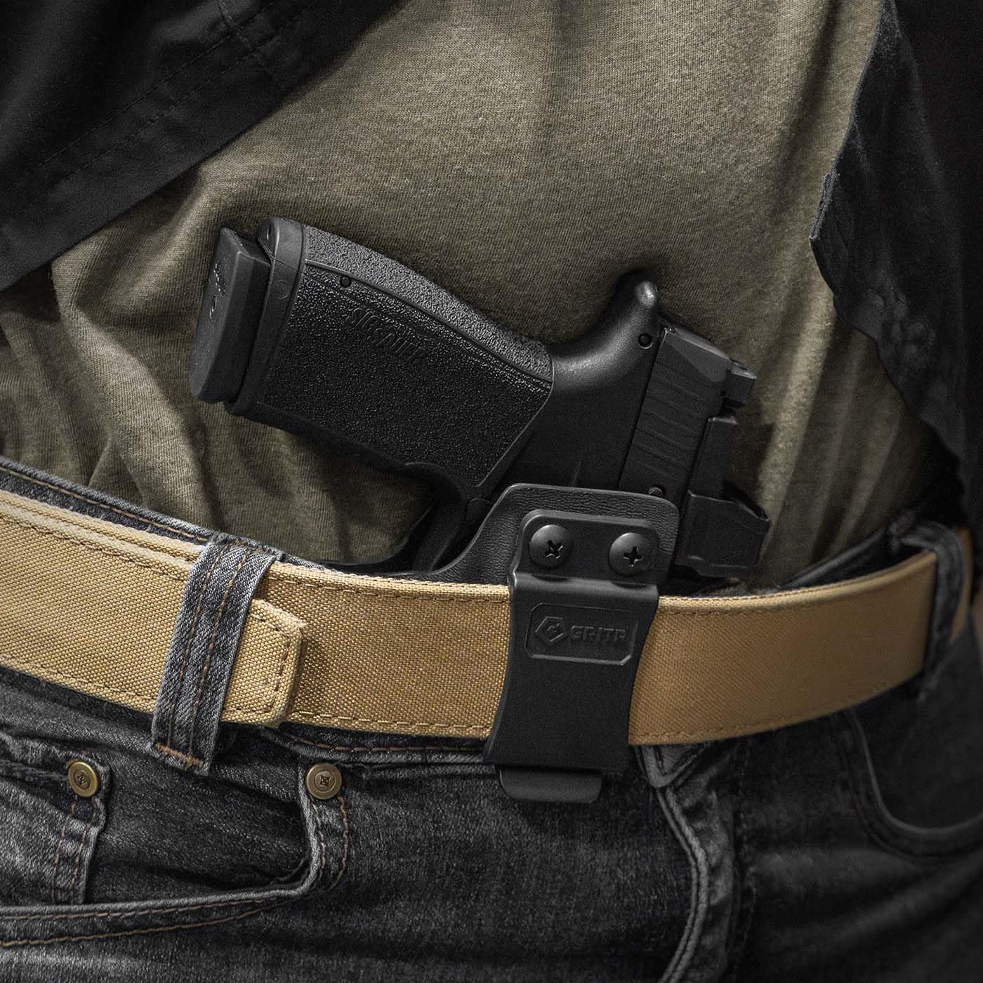 GRITR IWB Kydex Right/Left Hand Pistol Holster Fits Sig Sauer P365-XMACRO w/Surefire XSC-B - Optic Cut, Open Bottom, Concealment Claw, 1.5" Belt Clip, Adjustable Retention & Cant