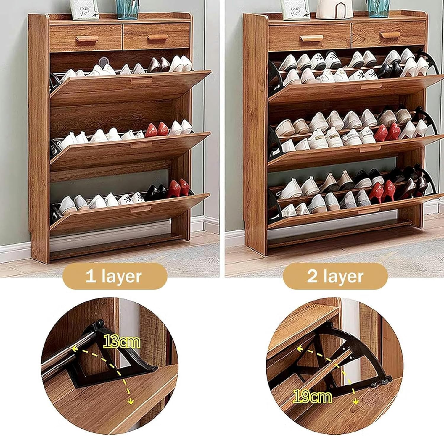 Shoe Storage Cabinet Cabinets Hallway Slim Cupboard Cupboards Hallways Slimline，Slim Narrow Shoe Cabinet for Entryway & Hallway - 4-Tier Flip Down Shoe Storage Rack, Space-Saving Organizer f