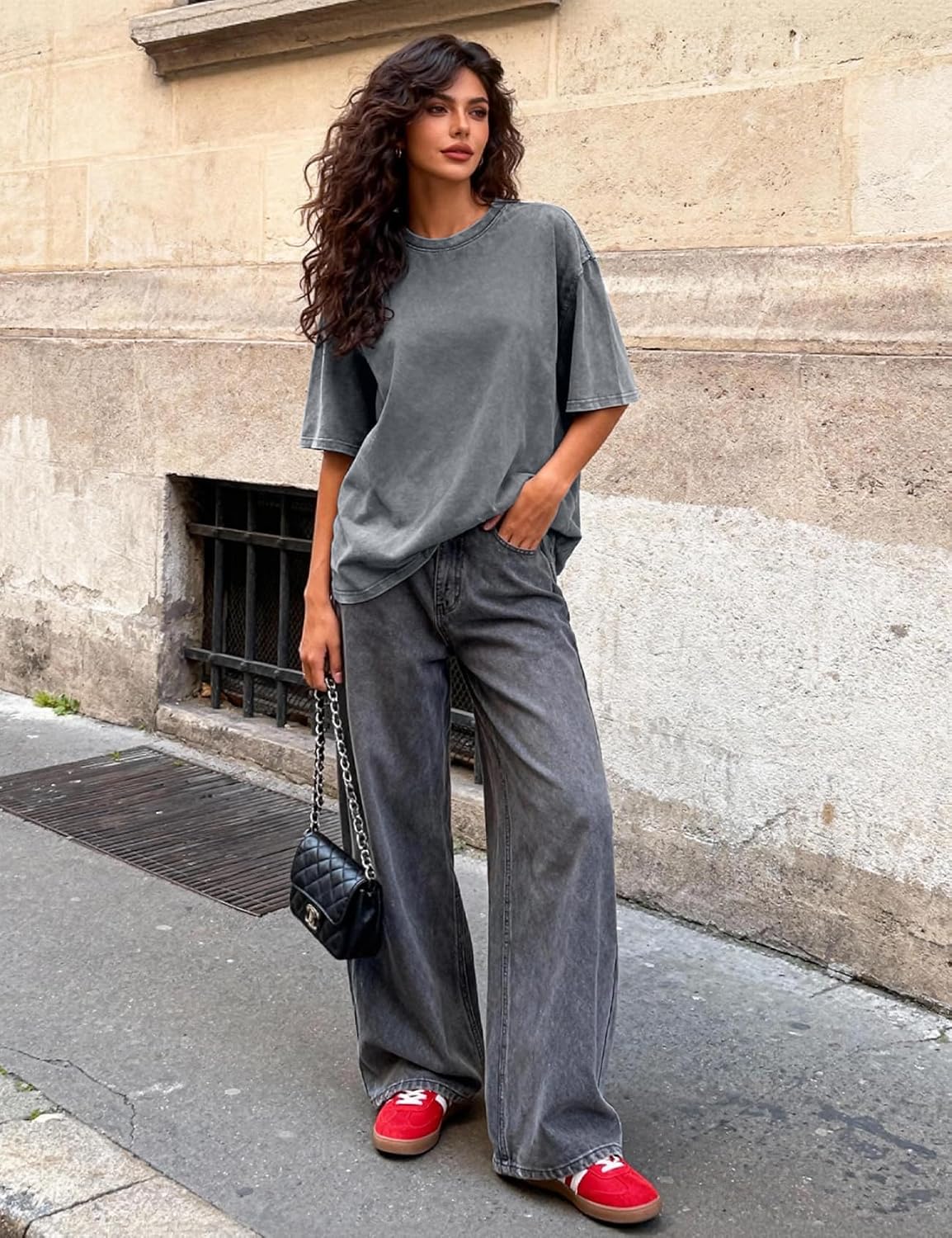 PEHMEA Women's Vintage Oversized T Shirts Washed Cotton Short Sleeve Tops image 3