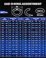 Vista 2 de Orion Motor Tech Kit de surtido de 826 piezas de junta tórica universal – Juntas tóricas de goma de nitrilo en 32 tamaños SAE y métricos