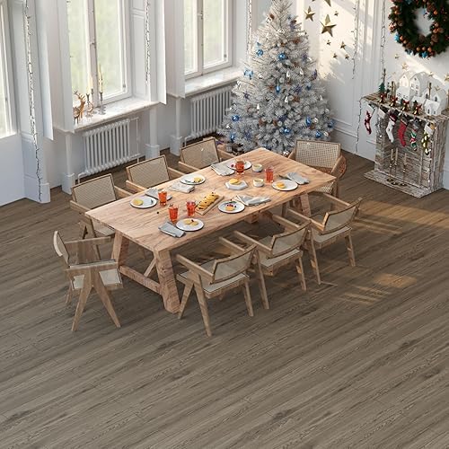 Miniatura 6 de Oxdigi Rollo de azulejos de vinilo grueso autoadhesivo, suelo de tablones de madera, impermeables, resistentes, fáciles de instalar, marrón, 23 x