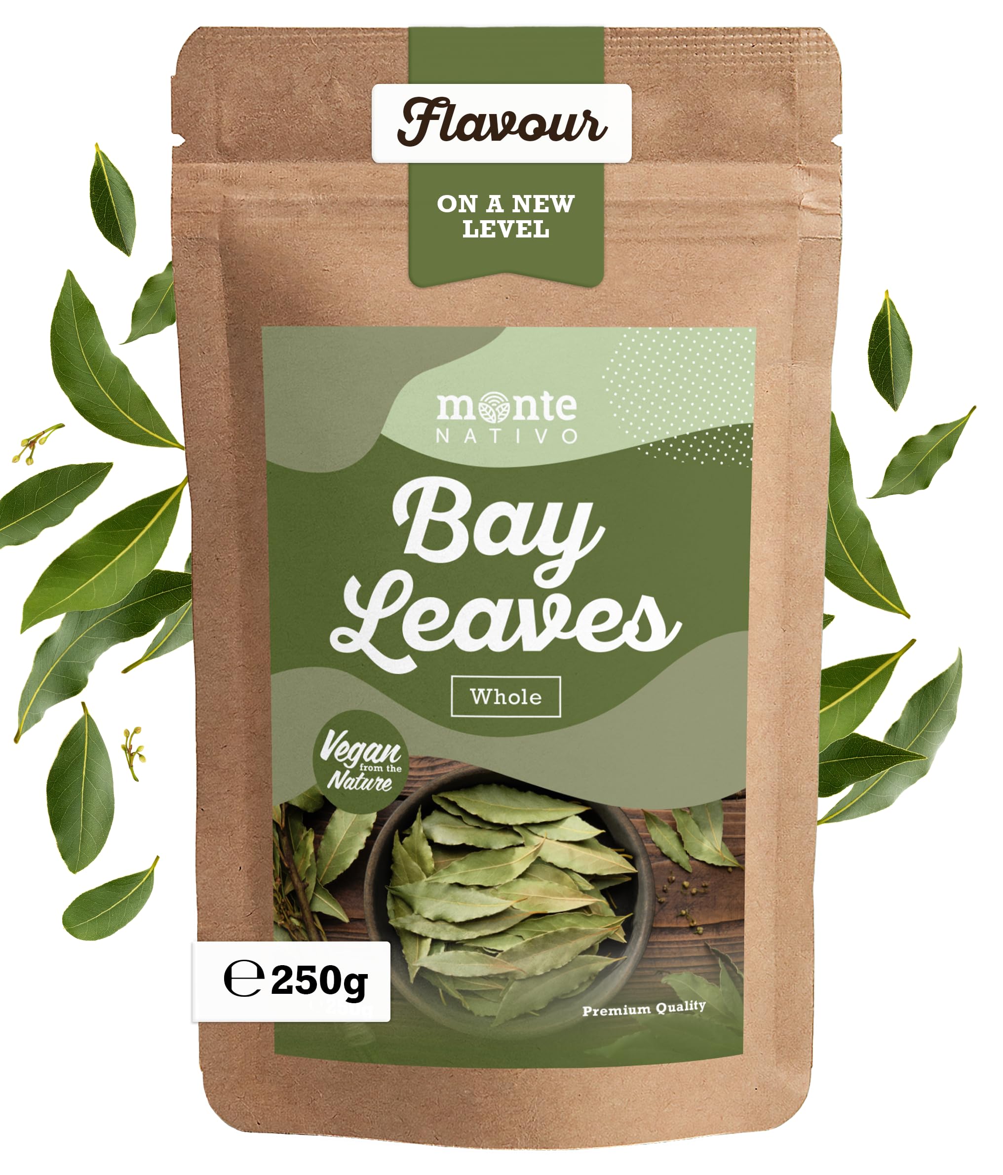 Bay Leaves Monte Nativo (250g) - Gently dried Bay Leaf - Gently dried and aromatic Spices ideal for Cooking and Seasoning