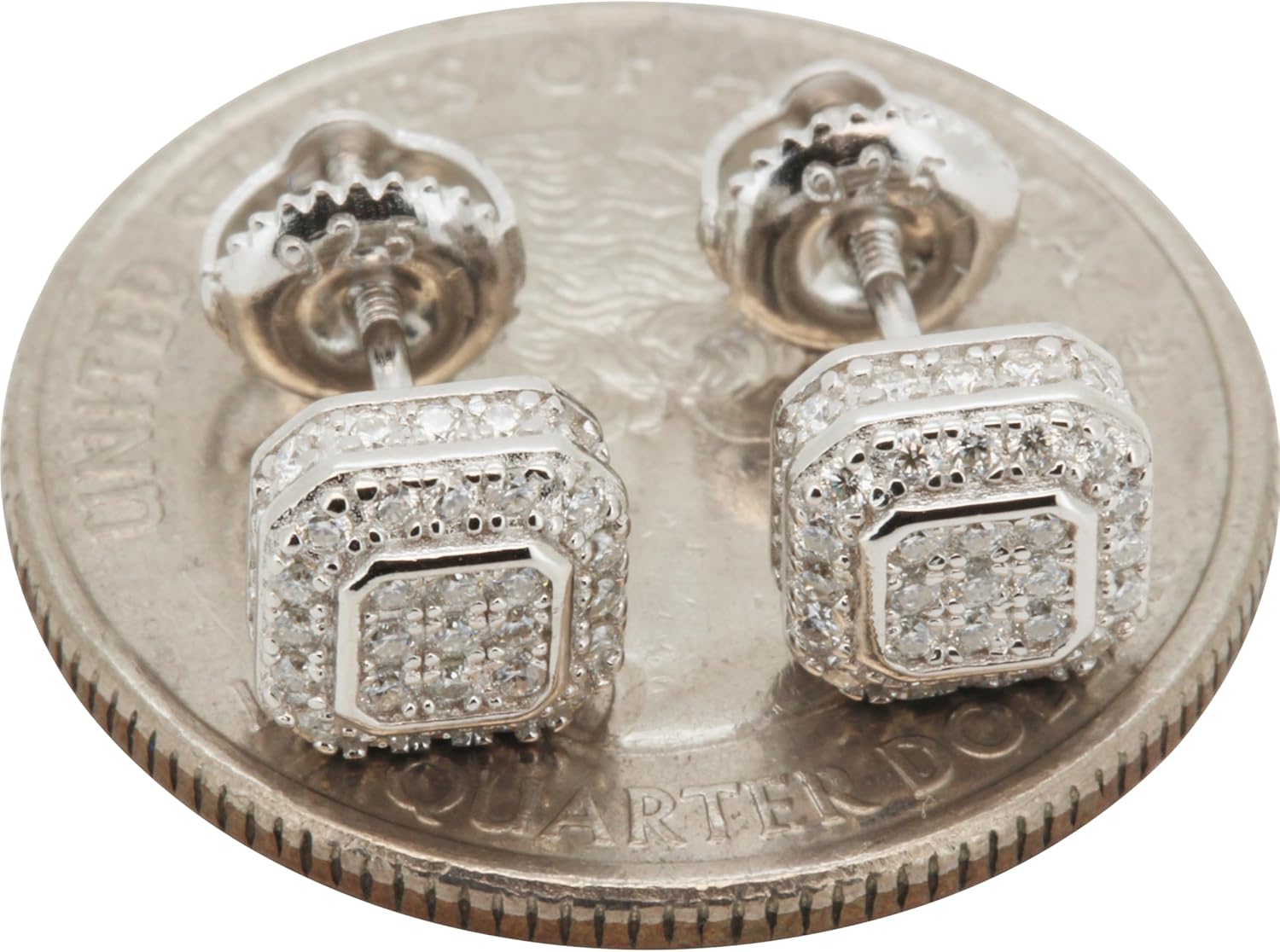 Moissanite 925 Sterling Silver 14K Yellow/White Gold Finish 7MM Square Screw Back Stud Earrings For Men & Women Fine Jewelry