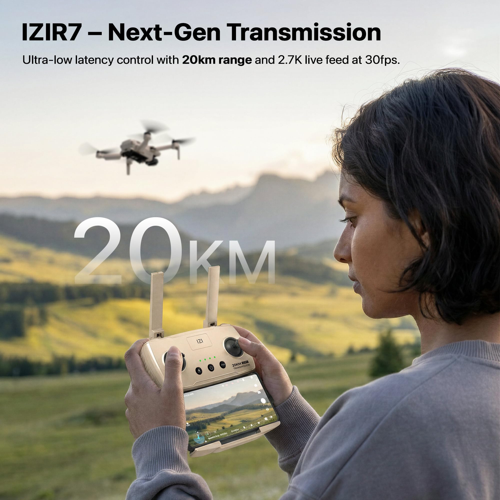 IZI Brephos Mini Nano Drone Fly More Combo with 4K HDR Camera, Under 249g Lightweight Design, 20km IZI R7 Transmission, True Vertical Shooting, Advanced Tracking & Smart RTH with 3 Batteries for Extended Flying 4