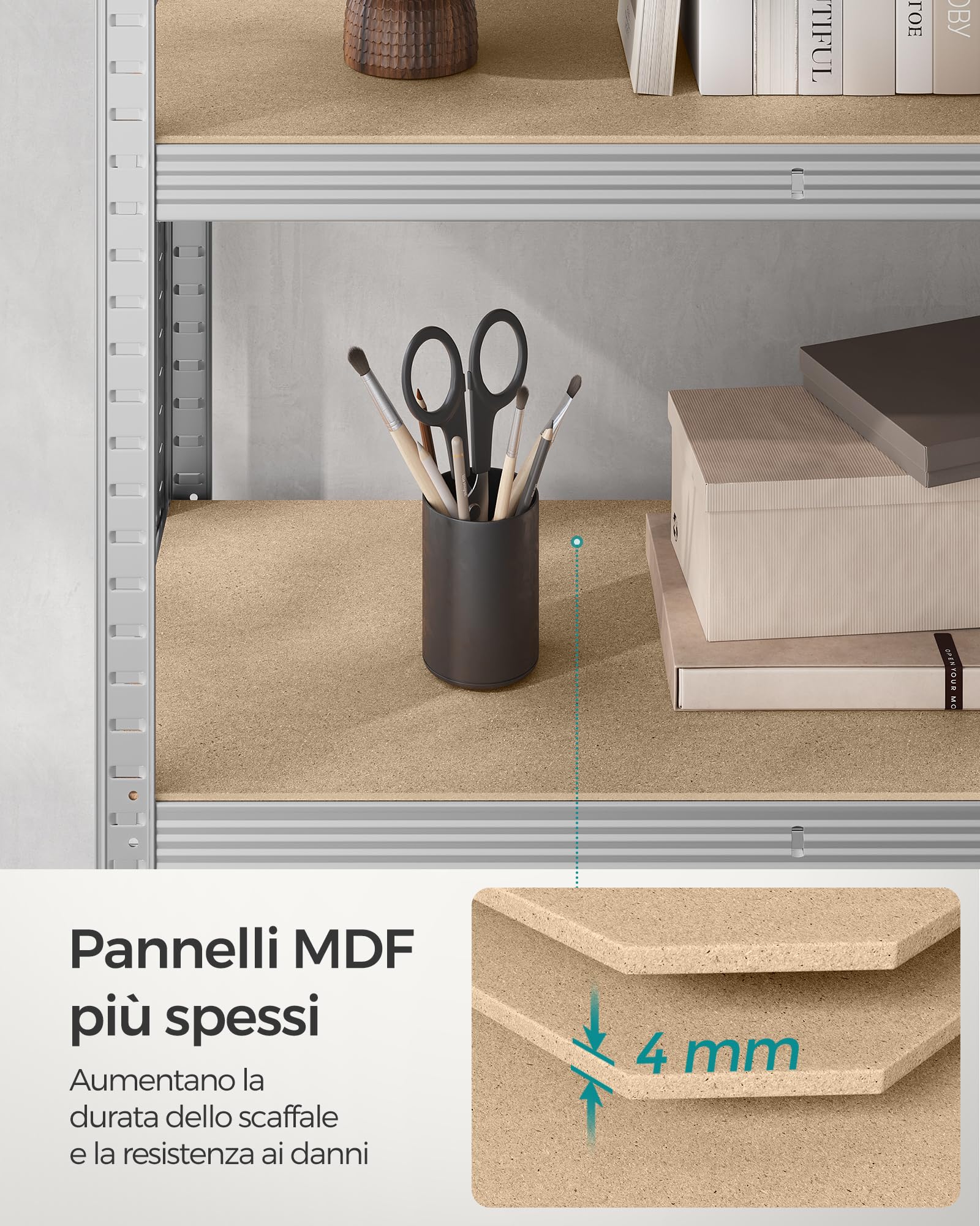 SONGMICS Set di 2 Scaffali in Metallo, Scaffalature a 5 Ripiani Regolabili, Senza Viti, Scaffale Salvaspazio per Garage, Magazzino, Portante 875 kg, 40 x 90 x 180 cm, Argento GLR040E02
