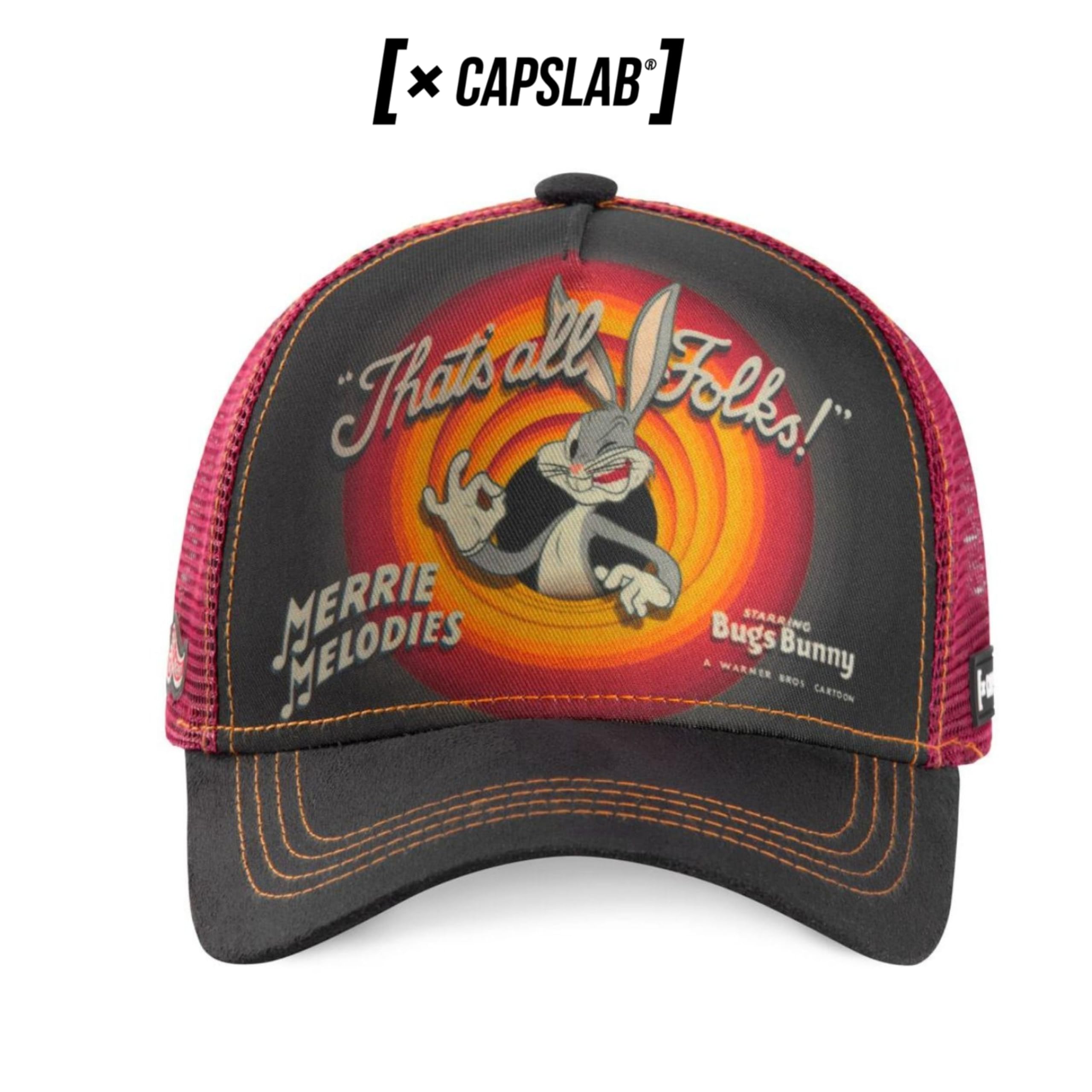 Capslab Casquette Looney Tunes Bugs Bunny Gris Filet Rouge