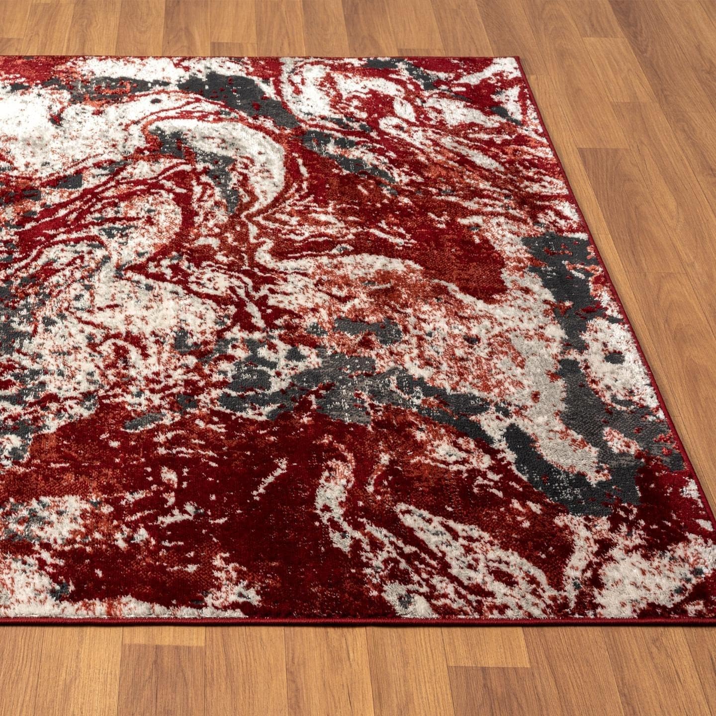 LUXE WEAVERS Abstract Marble Swirl Red 5x7 Area Rug