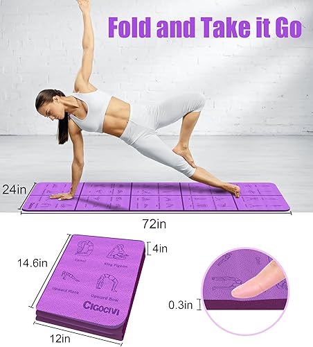 Miniatura 8 de Esterilla de yoga plegable gruesa con posturas de instrucciones Alfombrilla de ejercicio antideslizante de 0.315 pulgadas de grosor para