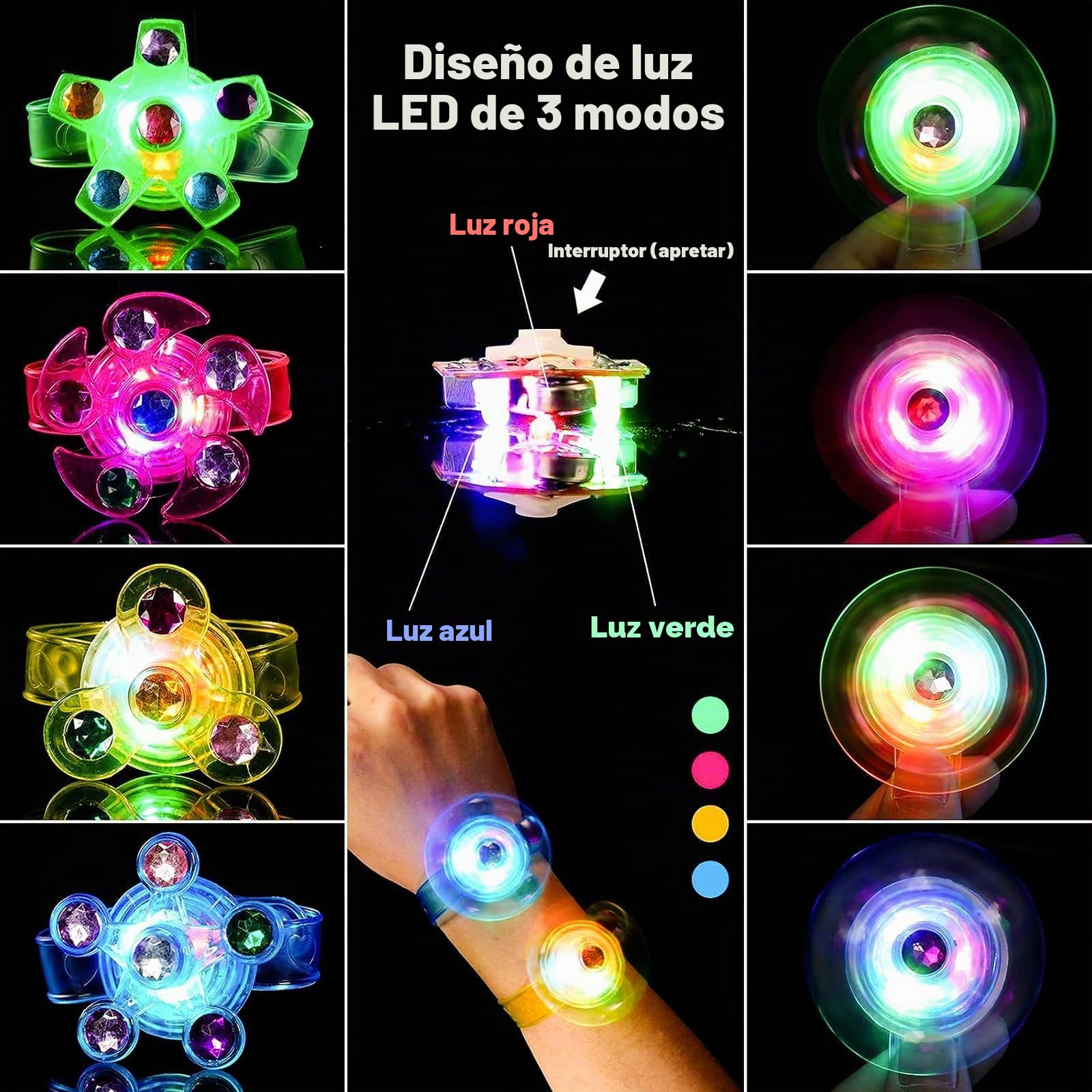 24 Pulseras LED Brillantes Con 3 Modos De Luz – Juguetes De Fiesta Para Niños, Ideales Para Cumpleaños, Halloween Y Navidad