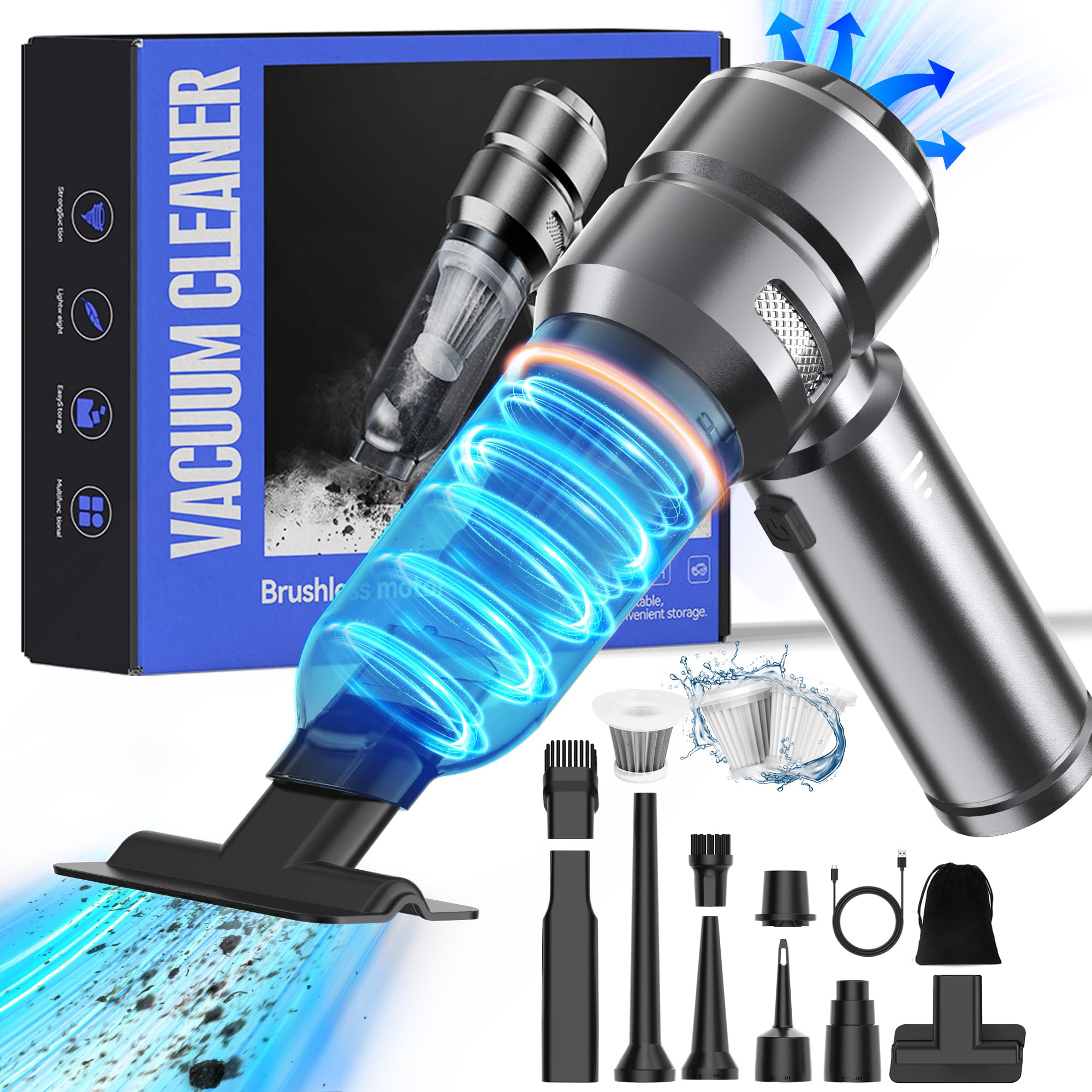 Aspirateur Voiture Puissant 6500 de pa, sans Batterie, Utilisation illimitée, aspirateur à Main léger,Mini. aspirateur avec câble d'alimentation pour Nettoyer Toute la Voiture Aspirateur Voiture Puissant 6500 de pa, sans Batterie, Utilisation illimitée, aspirateur à Main léger,Mini. aspirateur avec câble d'alimentation pour Nettoyer Toute la Voiture
