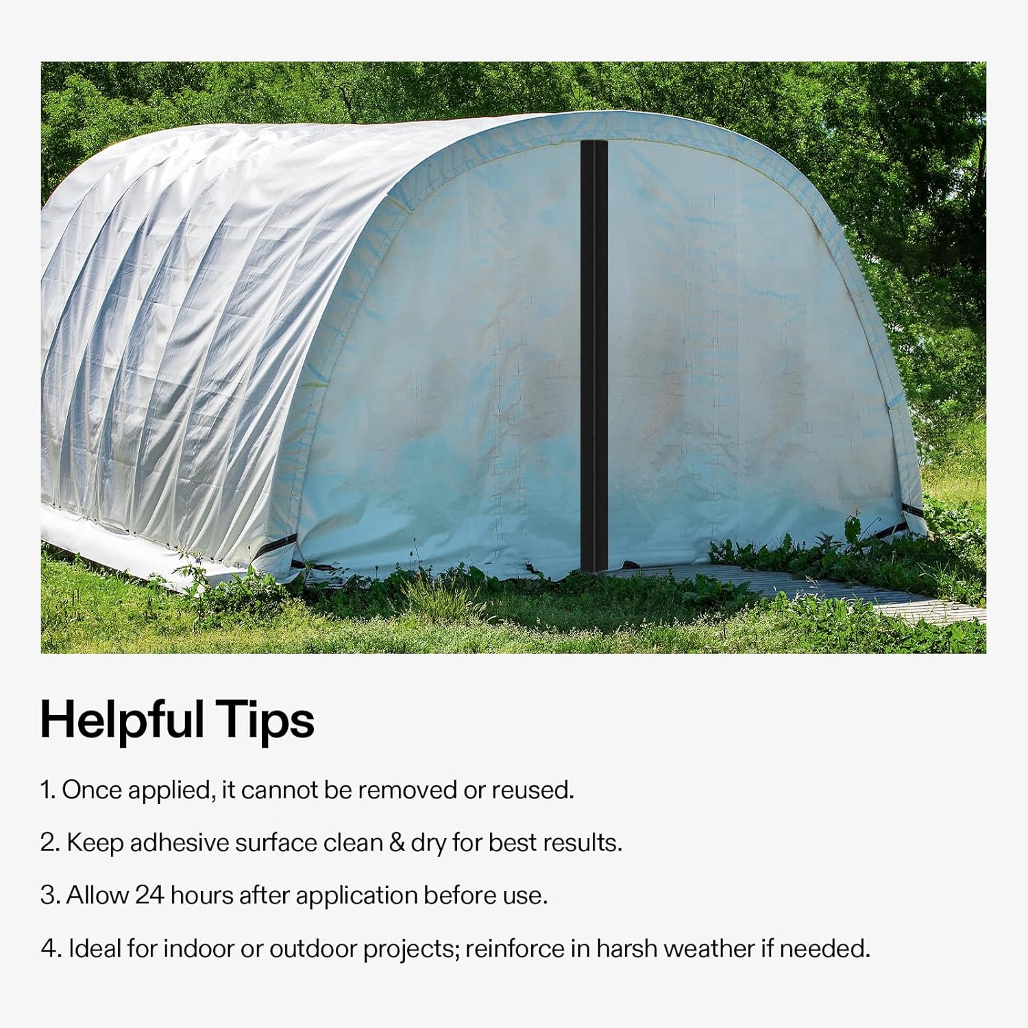 VIVOSUN 2-Pack Self Adhesive Zipper Door for Debris Barriers, 3In. x 7Ft. Peel & Stick, Heavy-Duty & Double-Sided Zipper for Tarp, Greenhouse, Indoor Outdoor Tent, Black