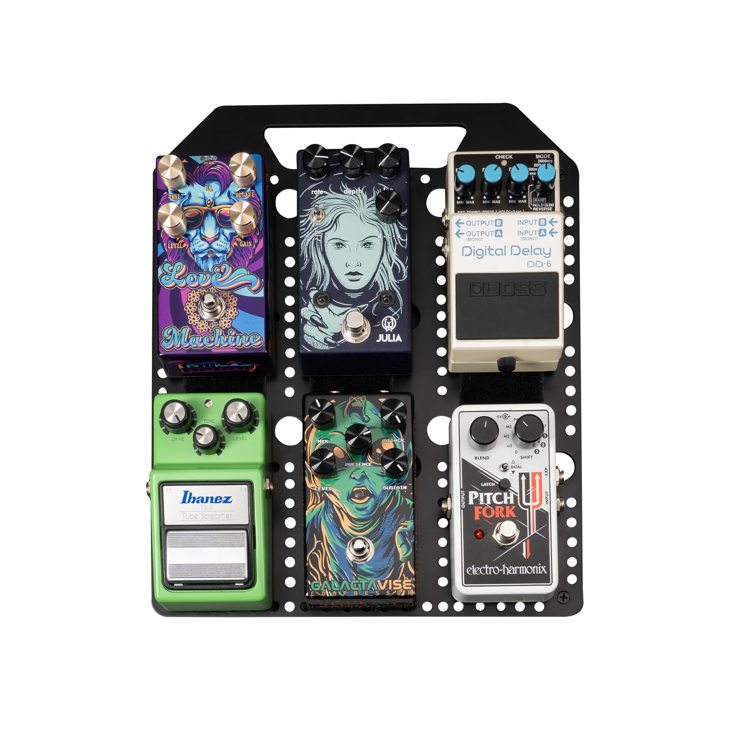 Gator Cases Kompaktes Pedalboard aus Metall – 26 x 27,3 cm Fläche – Für bis zu 6 Standard- oder 8 Mini-Pedale – Passend für Gator Gigbags – Inkl. Klettband (PB-POCKETBOARD), Schwarz