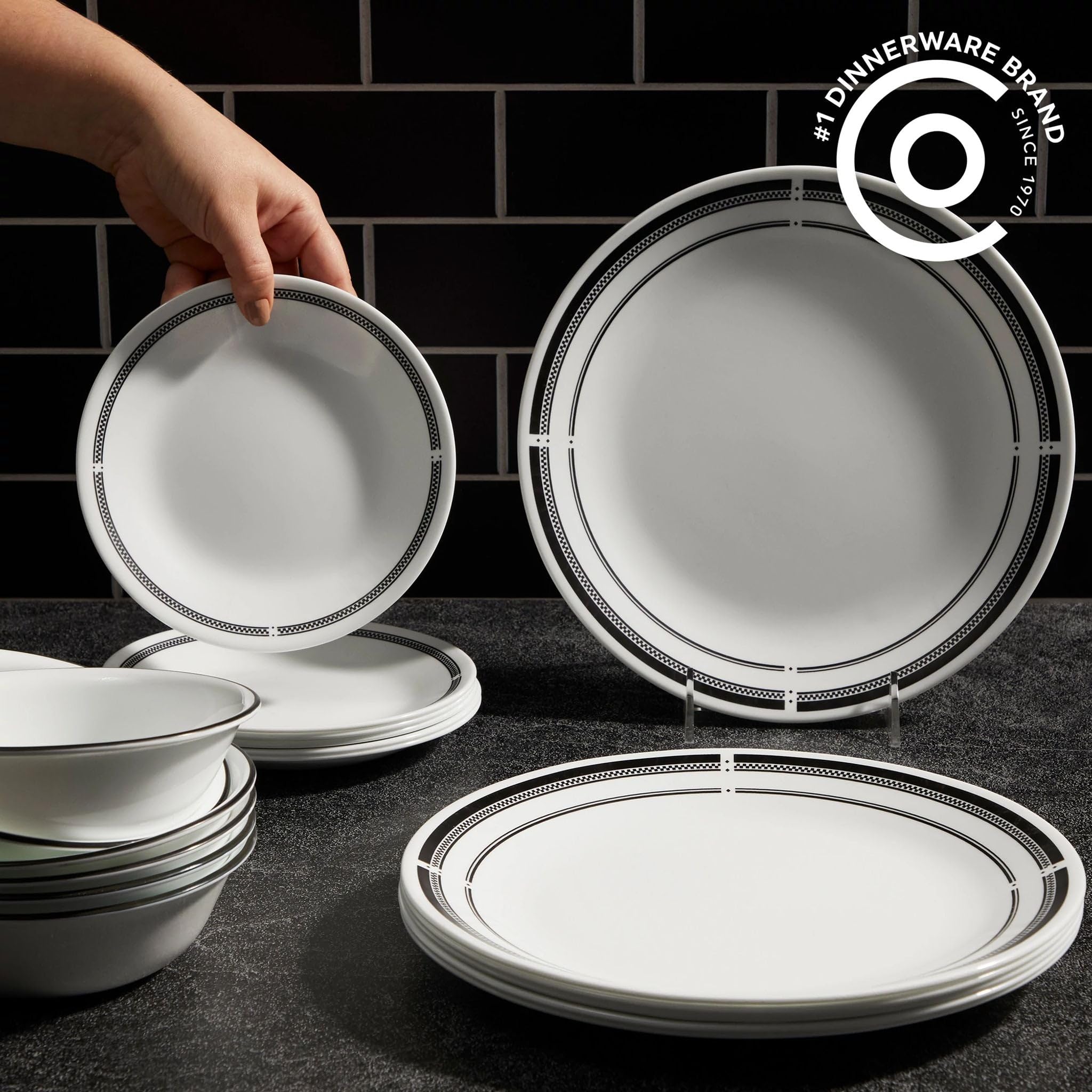 Corelle Brasserie - Juego de vajilla de 16 piezas, servicio para 4