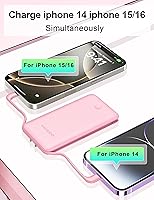 Vista 4 de miisso Ultra Slim 10000mAh Power Bank Built-in Cables and Foldable AC Wall Plug, Pocket Size USB C Portable Charger, External Battery Pack