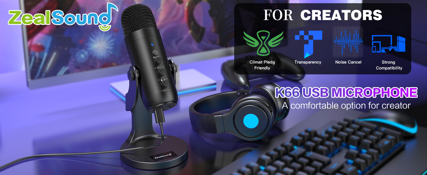 Amazon.com: ZealSound Podcast Microphone for PC, Noise