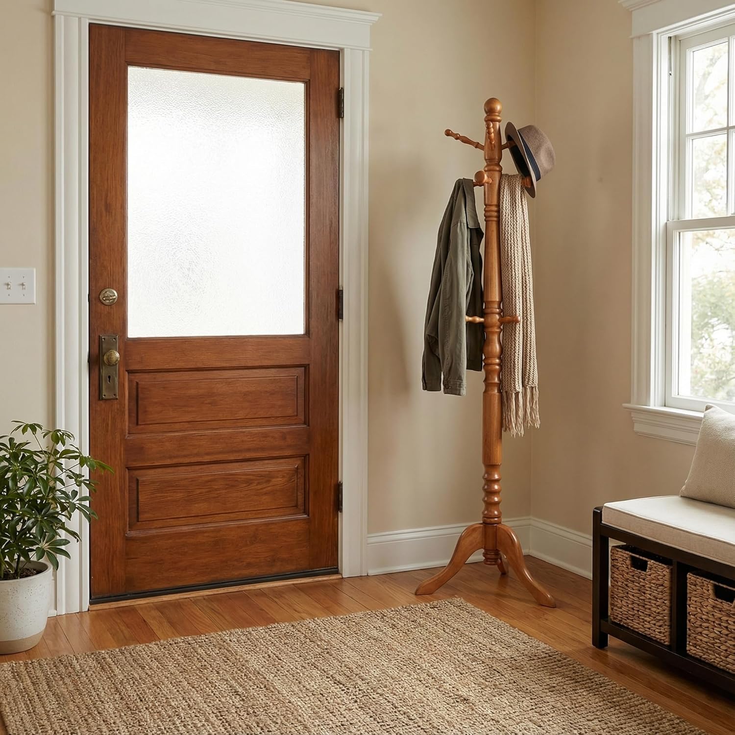 Cortesi Home Rachel Wooden Swivel Coat Rack, Oak