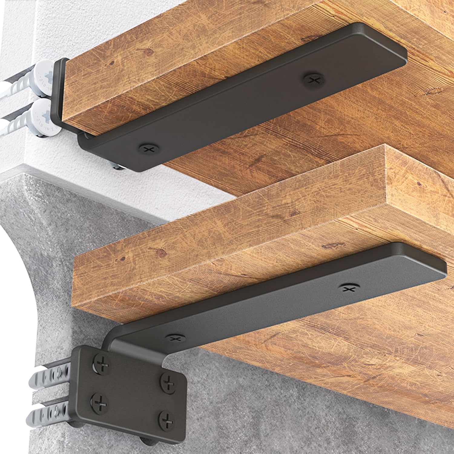 8 Inch Shelf L Shape Pack of 4 Black 160 lbs Load Capacity, Metal Brackets for Floating & Wooden Shelves - Novel Shape, 1/5 Inch Thick, Rust-Proof Wall Mount Bracket-picture-28