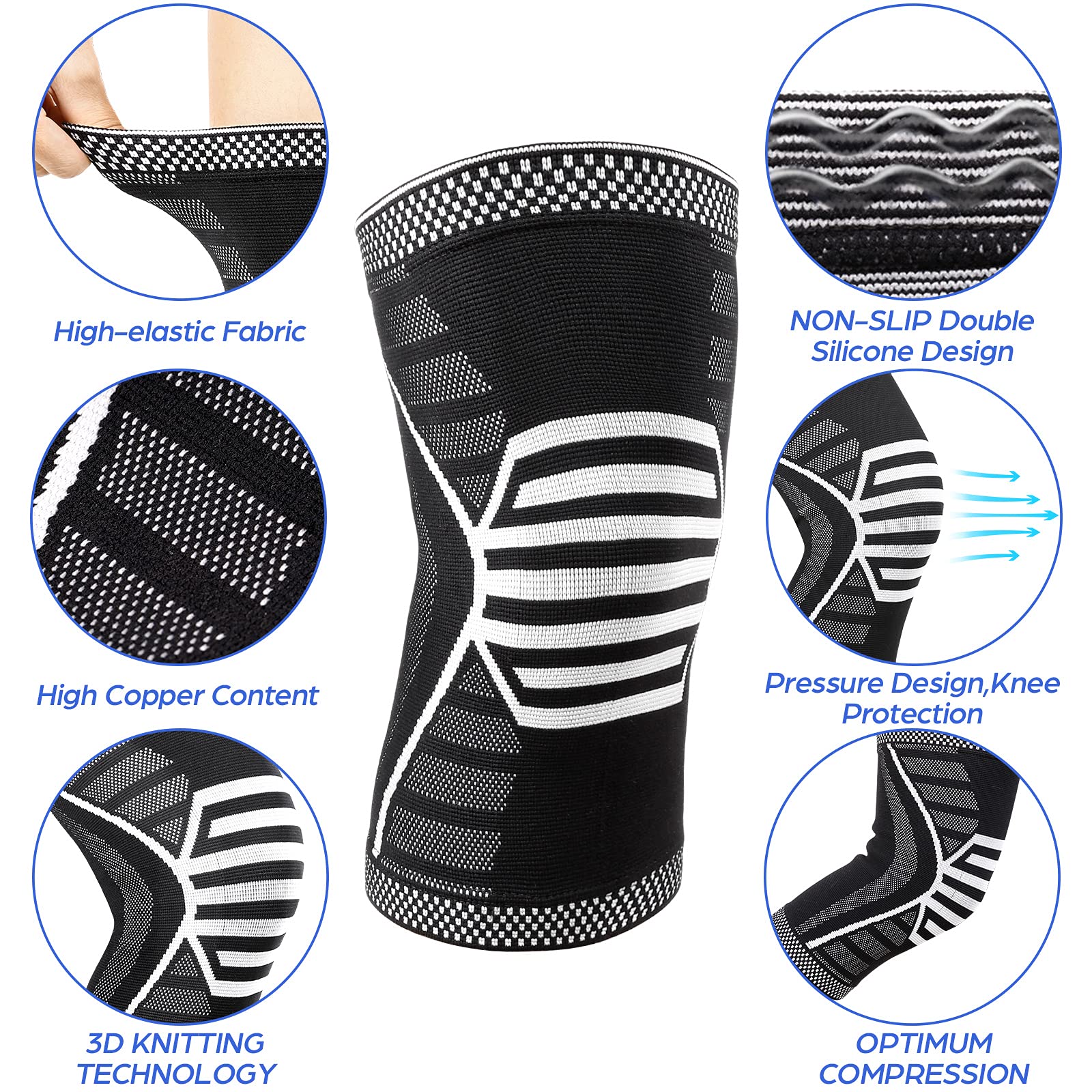 膝サポートブレース圧縮スリーブ（男女兼用）靭帯損傷　関節痛緩和　ランニング Amazon.co.jp: NEENCA 膝ブレース 膝圧縮スリーブサポート 膝の