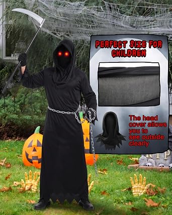 Xtinmee Grim Reaper Costume Halloween Scary Outfit Set