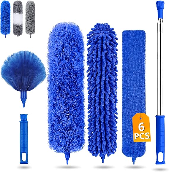 Feather Duster 6pcs,Dusters for Cleaning Extendable with Telescopic ...