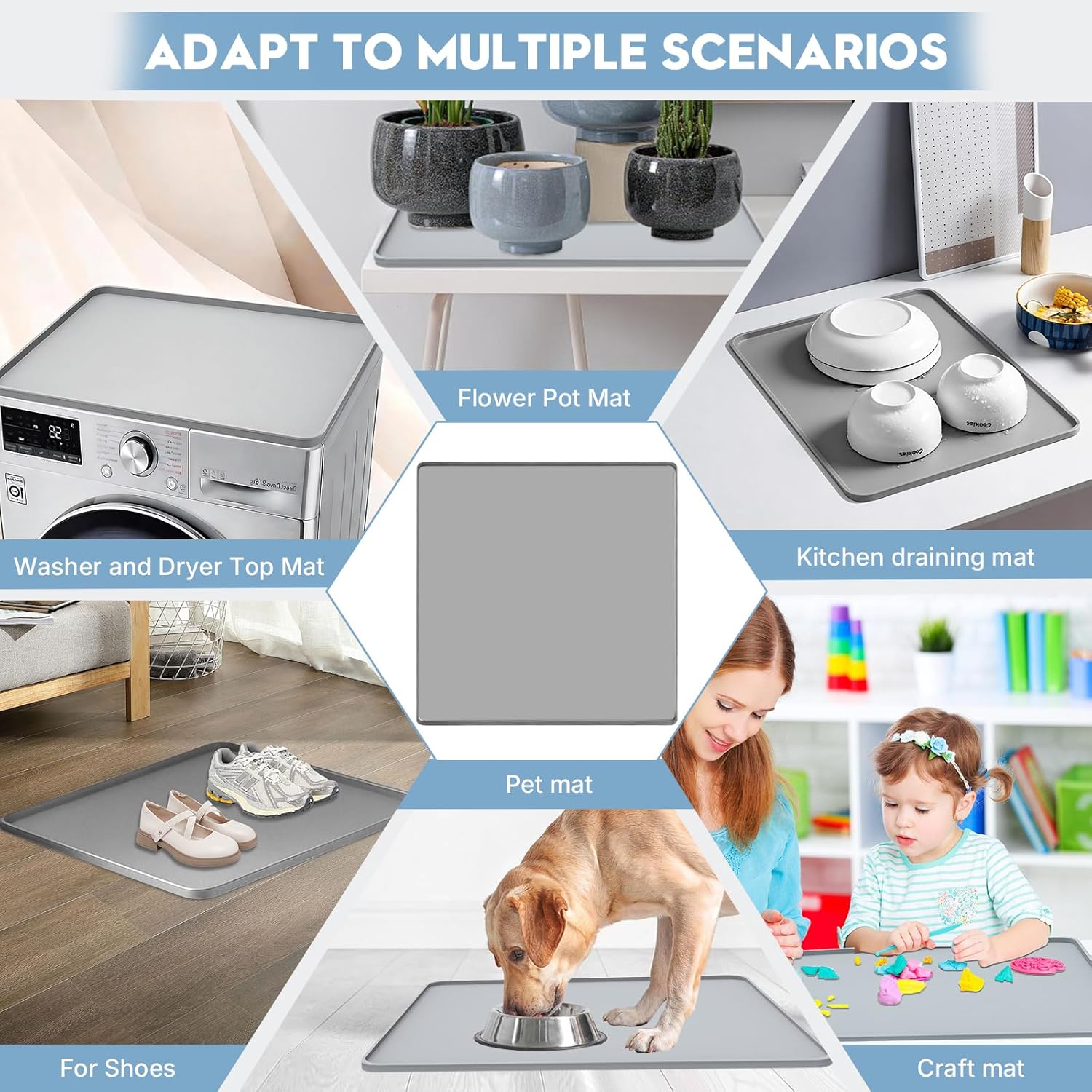 2PCS Washer and Dryer Covers for The Top, 27In X 27In Silicone Dryer Top Protector Mat, Waterproof, Scratch Resistant, Washable, Dryer Countertop for Home Kitchen and Laundry Room