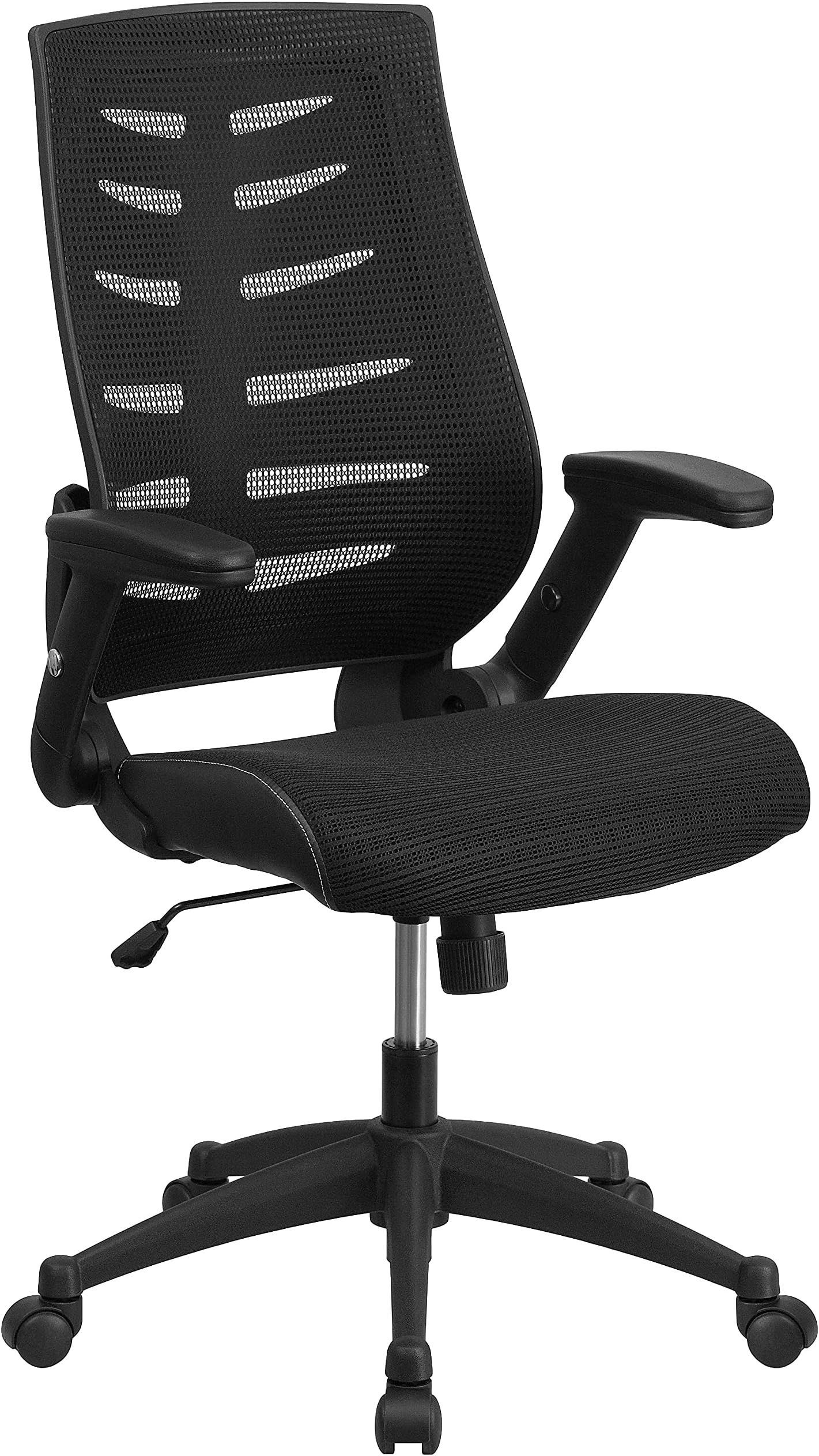 Kale High Back Designer Black Mesh Executive Swivel Ergonomic Office Chair with Height Adjustable Flip-Up Arms