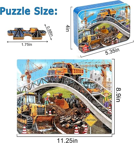 Miniatura 147 de LELEMON Rompecabezas para niños de 4 a 8 años, rompecabezas de 100 piezas para niños, rompecabezas educativos para niños en una caja de metal