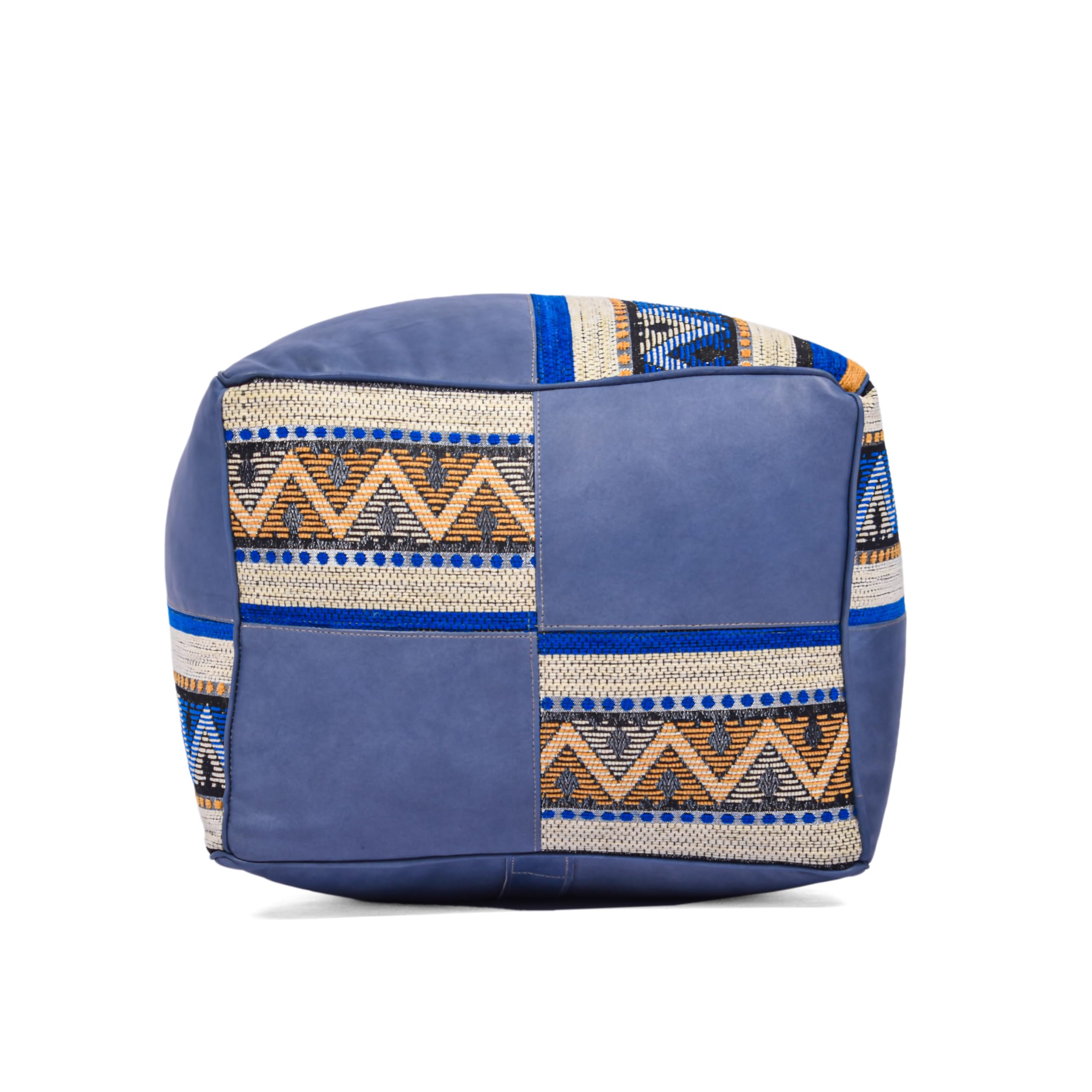 Luxurious Unstuffed Square Linen Pouf, Genuine Leather Pouf Ottoman - Moroccan Bohemian Style Foot Rest,Handmade Prefilled Hassock Footstool For Living Room Bedroom Kid Room - Boho Leather Pouf Cover