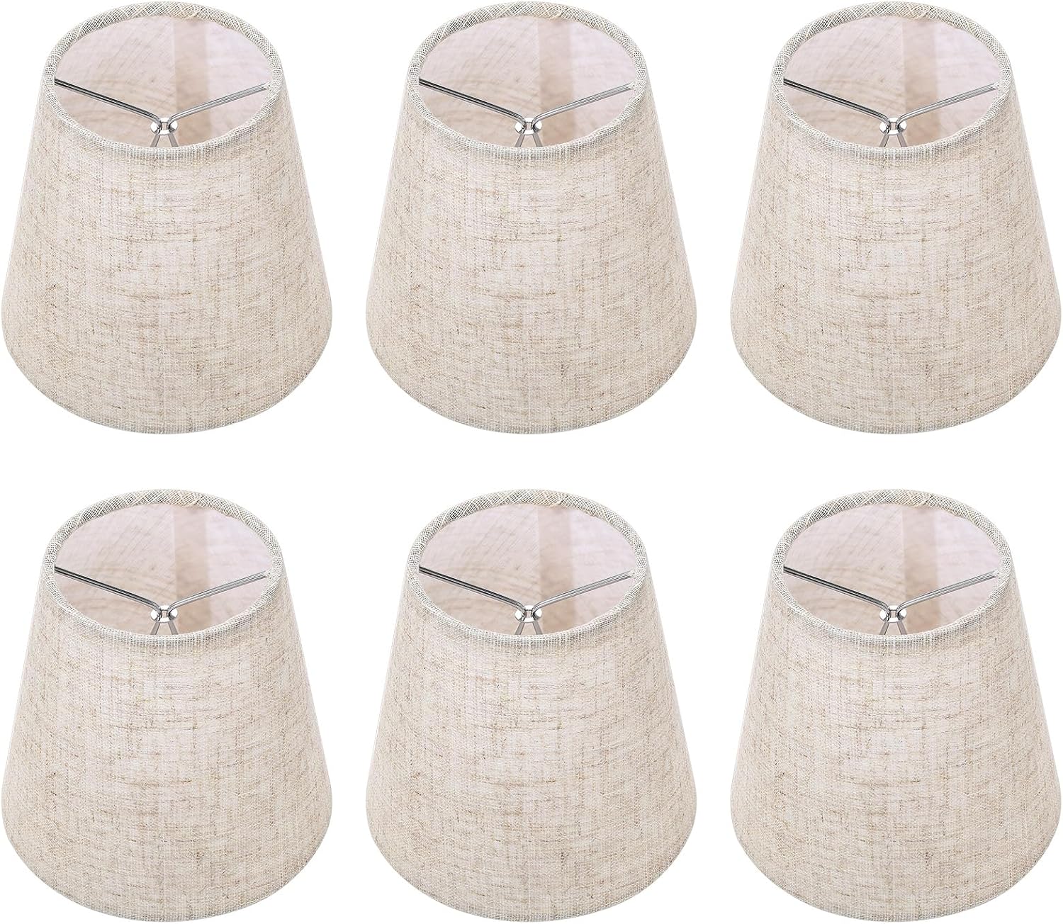 Small Lamp Shade Set of 6 Mini Chandelier Lamp Shades Clip on Bulb 3.5x5x5.5 in, Black Linen Chandelier Light Covers Small Lampshades Replacement for Table Floor Wall Sconces