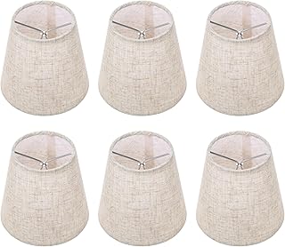 Small Lamp Shades Clip on Bulb,Set of 6 Chandelier Lamp Shades 5 Inch,Mini Linen