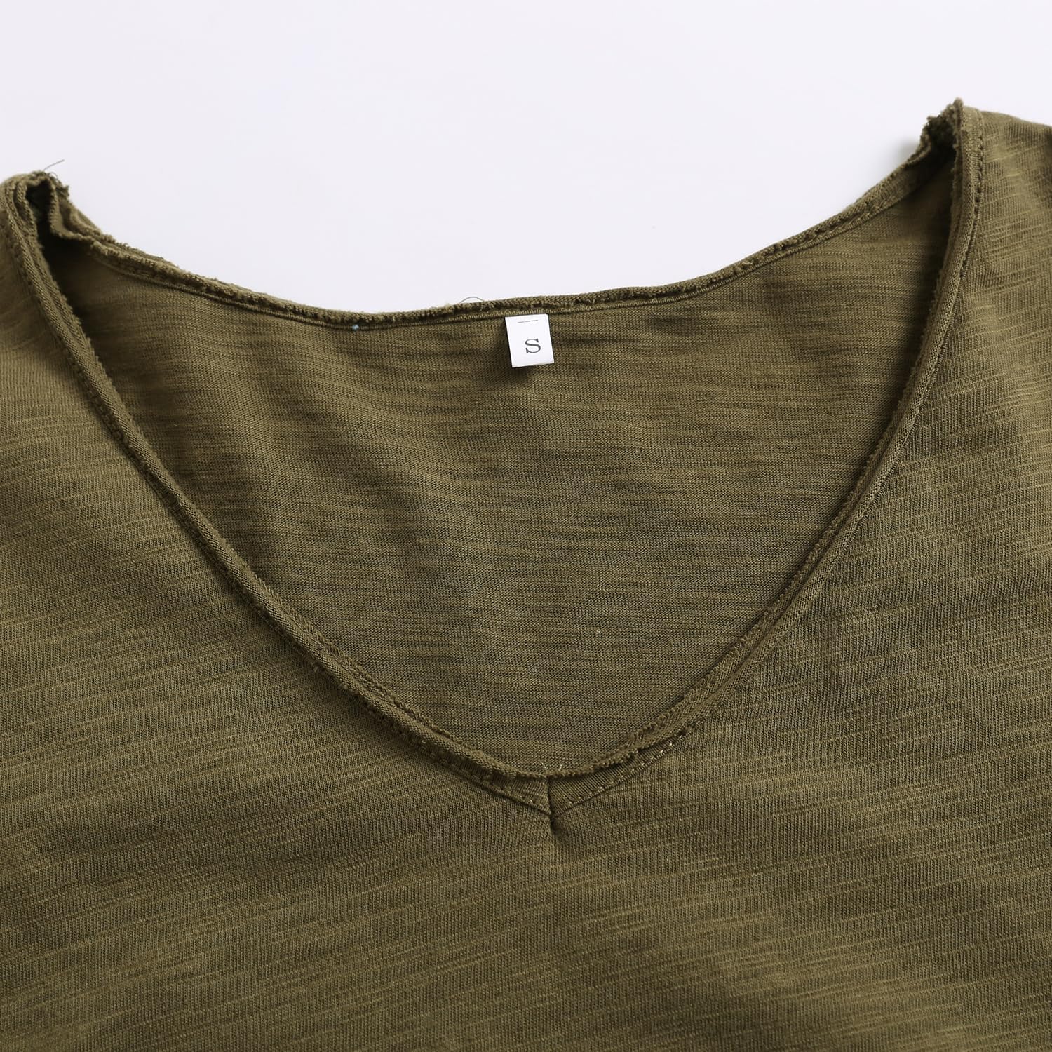 Inadays Womens Slub Cotton T Shirts Short Sleeve V-Neck Raw Hem Summer Tops Loose Fit Tee Basic Clothes Fashion Outfits - Image 7