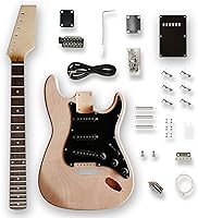 Vista 1 de BexGears - Kits de guitarra eléctrica, estilo ST, para armarla tú mismo, con cuerpo de caoba, mástil de arce y diapasón de ébano compuesto
