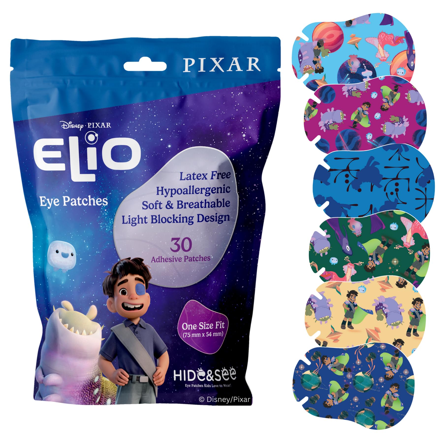 Disney & Pixar Elio Eye Patches for Kids 30 Pack | Hypoallergenic, Breathable, Fun Designs | Lazy Eye (Amblyopia) Treatment Support | Kids Eye Patches