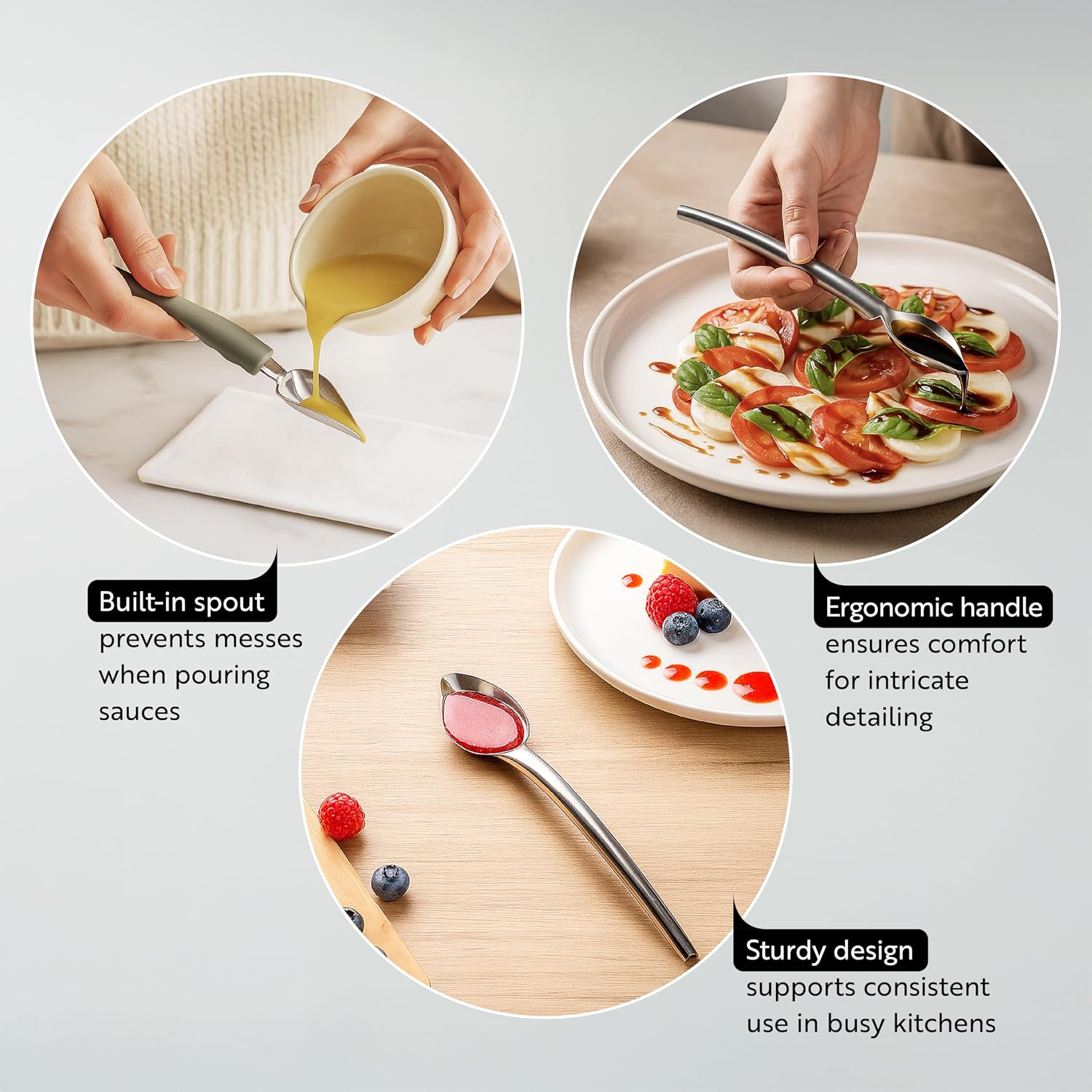 Restaurantware Decorating Tools 1 Count 7.3 x 1.1 Inches Stainless Steel Precision Culinary Drawing Spoons for Artistic Plating Ergonomic Design for Professional Kitchens