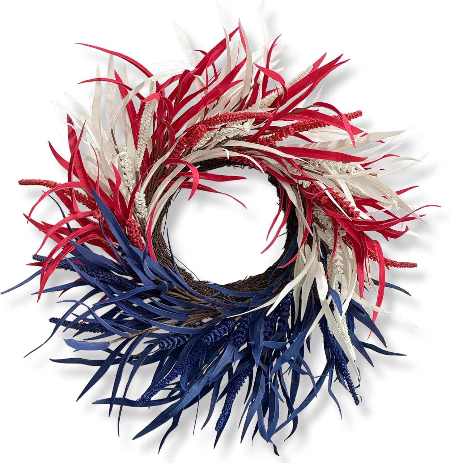Huashen 26 Inch Patriotic Wreaths for Front Door, 4th of July Wreath Summer Wreath for Independence Day Memorial Day Veterans Day Labor Day Farmhouse Porch Window Door Decor