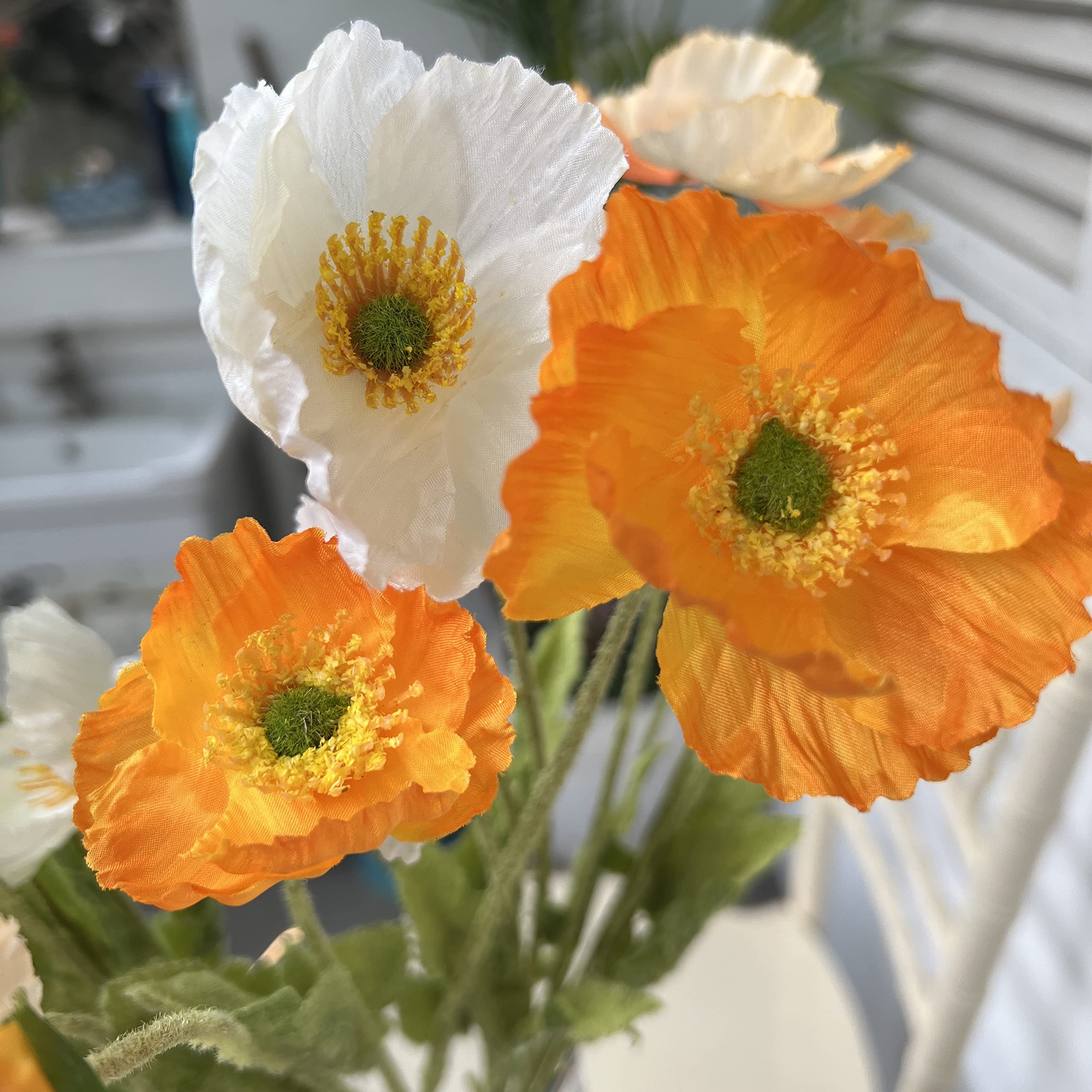 【　ポピーのウォールフラワー　】造花 花束 オレンジ・黄色・白のアレンジメント ポピーのウォールフラワー 】造花 花束 オレンジ・黄色・白の