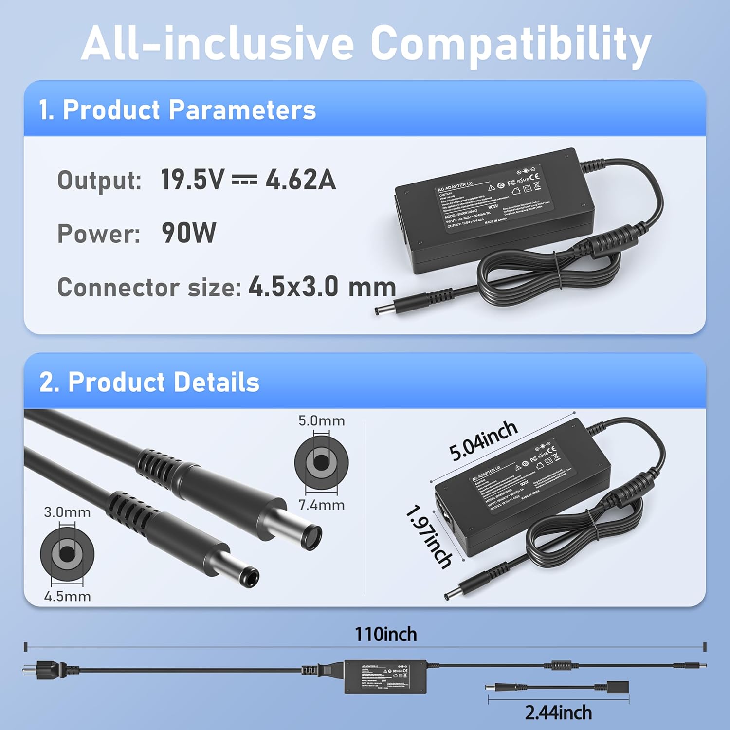 90W AC Adapter for Dell OptiPlex Micro 9020 7010 7020 7040 7050 7060 7070 7080 5050 5060 5070 5080 5090 3040 3046 3050 3070 3080 3090 MFF Business Desktop,Power Supply Cord for Optiplex Micro PC
