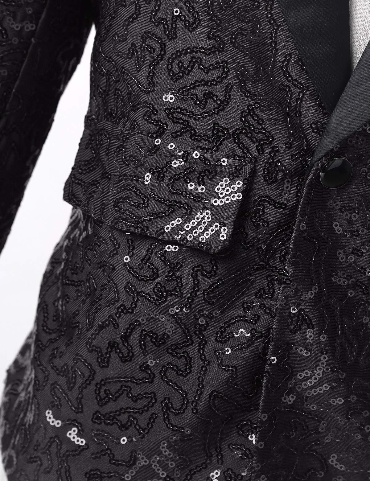 ranrann Enfant Garçon Blazer Paillette Veste de Costume Manches Longues Élégant Brillant Revers Boutonné Habillé Manteau Smoking pour Mariage Banquet Party 5-16 Ans