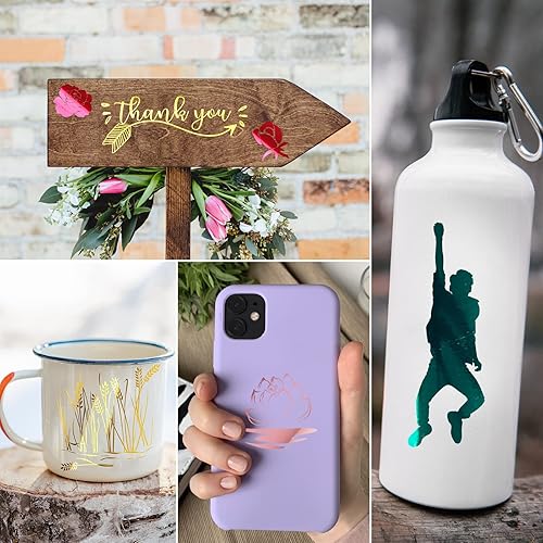 Miniatura 8 de Lya Vinyl Rollo de vinilo permanente de espejo cromado, vinilo autoadhesivo de PET negro de 12 x 8 pies para Cricut, Silhouette Cameo, rollo de