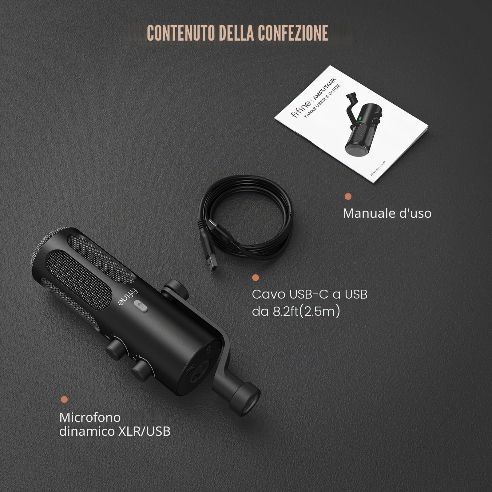 FIFINE Microfono XLR dinamico per registrazione in studio e podcast, trasmissione vocale, microfono XLR/USB in metallo con pulsante mute e jack per cuffie per mixer e PC