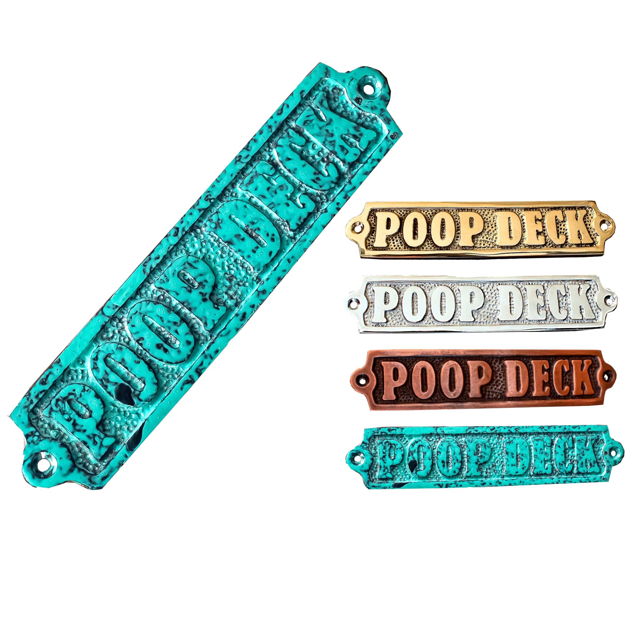 Ships Chandlery Poop Deck Sign 6" - Nautical Decor Sign by SC-12406 (Antique Seaworn Bronze)