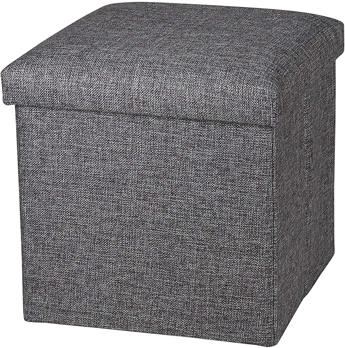 Harions Folding Organizer Storage Ottoman Bench Footrest Stool Coffee Table Cube Bins Multipurpose Clothes Books and Toys Organizer with Puppy Step Top Organizer Box Pouf Chest Single Seat (Grey)