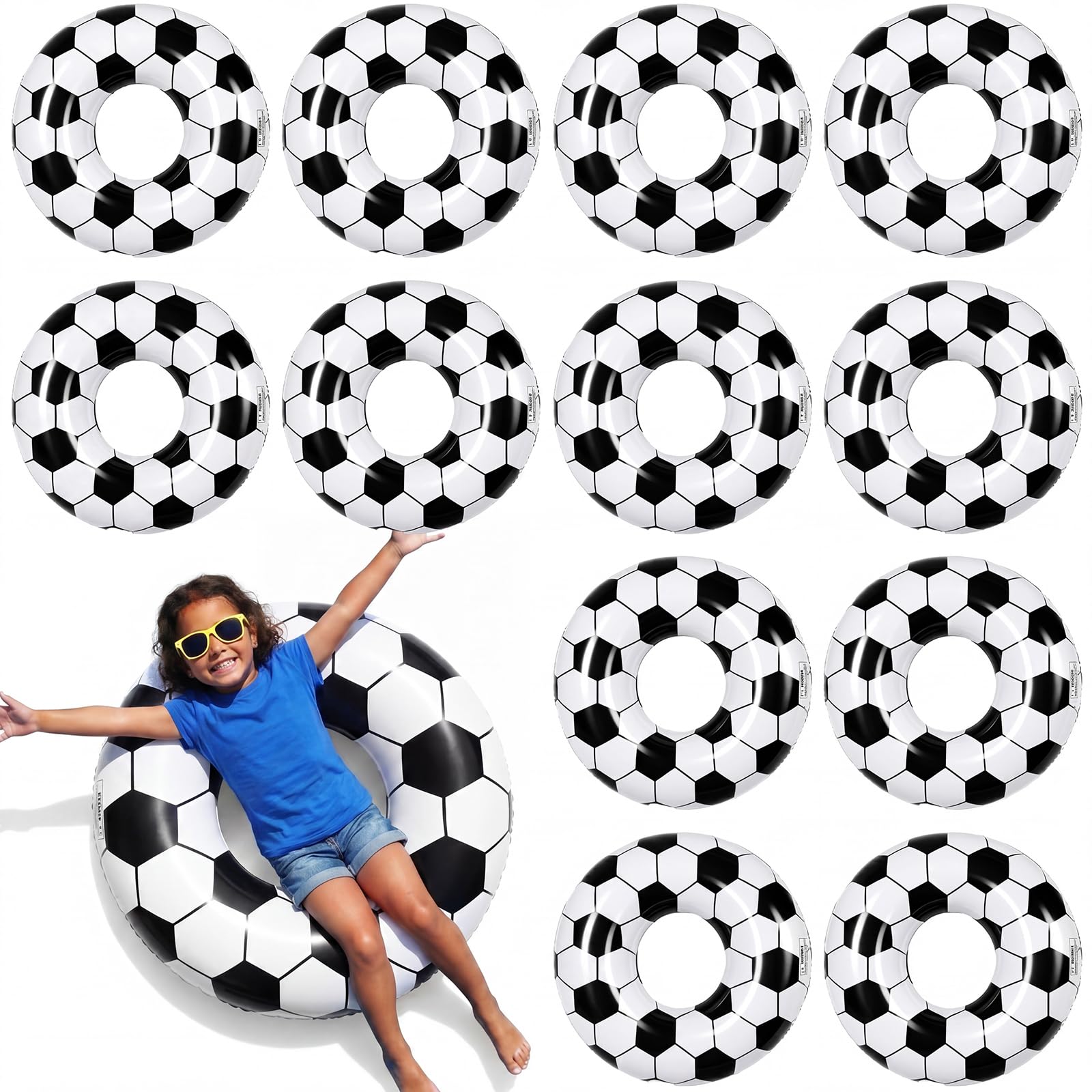 Photo 1 of Simgoing 12 Pack Inflatable Soccer Pool Floats (24 Inch)